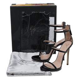 Pre Owned صندل جوسيبي زانوتي هارموني جلد أسود لامع سير كاحل مقاس 37.5 