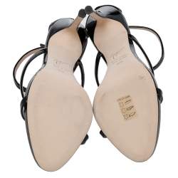 Pre Owned صندل جوسيبي زانوتي هارموني جلد أسود لامع سير كاحل مقاس 37.5 