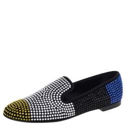 Giuseppe Zanotti Multicolor Fabric Slip on Loafers Size 39.5