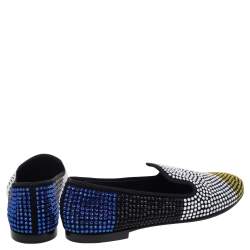 Giuseppe Zanotti Multicolor Fabric Slip on Loafers Size 39.5