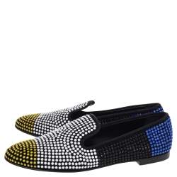 Giuseppe Zanotti Multicolor Fabric Slip on Loafers Size 39.5