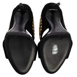 Pre Owned Giuseppe Zanotti Black Embellished Suede Coline Open Toe Sandals Size 37