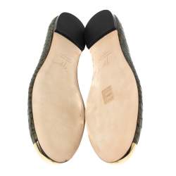 Pre Owned Giuseppe Zanotti Green Python Embossed Leather Ballet Flats Size 41