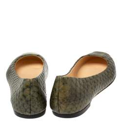 Pre Owned Giuseppe Zanotti Green Python Embossed Leather Ballet Flats Size 41