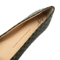 Pre Owned Giuseppe Zanotti Green Python Embossed Leather Ballet Flats Size 41