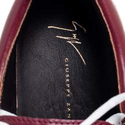 Pre Owned Giuseppe Zanotti Amaranth Red Leather Frankie Low Top Sneakers Size 41