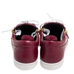 Pre Owned Giuseppe Zanotti Amaranth Red Leather Frankie Low Top Sneakers Size 41