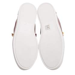 Pre Owned Giuseppe Zanotti Amaranth Red Leather Frankie Low Top Sneakers Size 41