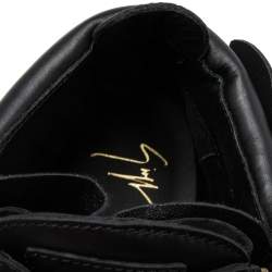 Pre Owned Giuseppe Zanotti Black Leather High Top Wedge Sneakers  Size 40