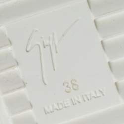 Pre Owned Giuseppe Zanotti White/Silver Python Embossed Leather Wedge Sneakers Size 38