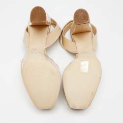 Pre Owned Giuseppe Zanotti Beige Patent Leather Peep Toe Ankle Strap Sandals Size 39