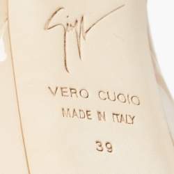 Pre Owned Giuseppe Zanotti Beige Patent Leather Peep Toe Ankle Strap Sandals Size 39
