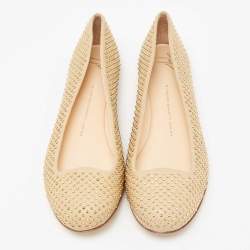 مملوكة مسبقًا حذاء باليرينا فلات جوسيبي زانوتي جلد مرصع بيج مقاس 39