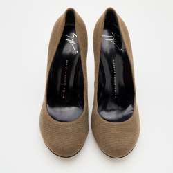 Giuseppe Zanotti Olive Green Canvas Pumps Size 40