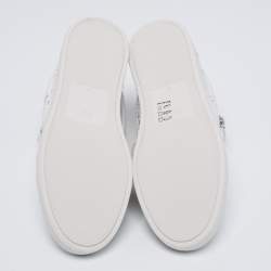 Pre Owned Giuseppe Zanotti White/Silver Python Embossed Leather Donna Low Top Sneakers Size 38