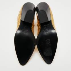 Pre Owned حذاء بوت للكاحل جوسيبي زانوتي جلد نقشة الثعبان ذهبي مقاس 37