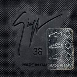 Pre Owned Giuseppe Zanotti Black Rubber Crystal Embellished Sunset Chain Detail Flip Flops Size 38