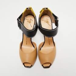 Pre Owned Giuseppe Zanotti Multicolor Leather Platform Ankle Strap Sandals Size 37.5