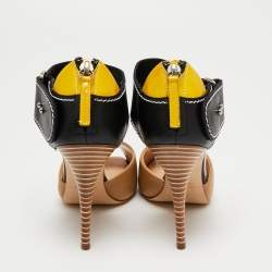 Pre Owned Giuseppe Zanotti Multicolor Leather Platform Ankle Strap Sandals Size 37.5