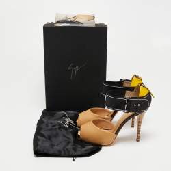 Pre Owned Giuseppe Zanotti Multicolor Leather Platform Ankle Strap Sandals Size 37.5