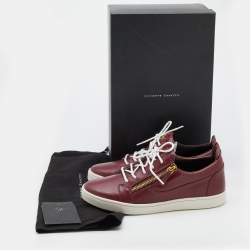 مملوكة مسبقًا Giuseppe Zanotti Amaranth Red Leather Frankie Low Top Sneakers Size 41