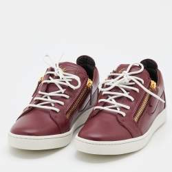 مملوكة مسبقًا Giuseppe Zanotti Amaranth Red Leather Frankie Low Top Sneakers Size 41