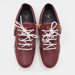 مملوكة مسبقًا Giuseppe Zanotti Amaranth Red Leather Frankie Low Top Sneakers Size 41