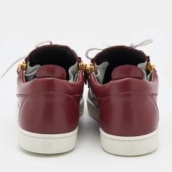 مملوكة مسبقًا Giuseppe Zanotti Amaranth Red Leather Frankie Low Top Sneakers Size 41
