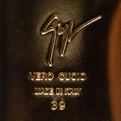 Pre Owned Giuseppe Zanotti Black Suede Jewel Embellished Thong Flat Sandals Size 39