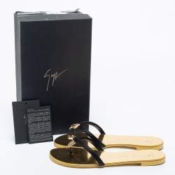 Pre Owned Giuseppe Zanotti Black Suede Jewel Embellished Thong Flat Sandals Size 39