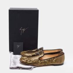 Pre Owned Giuseppe Zanotti Green/Black Leather Studded Smoking Slippers Size 41