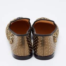 Pre Owned Giuseppe Zanotti Green/Black Leather Studded Smoking Slippers Size 41