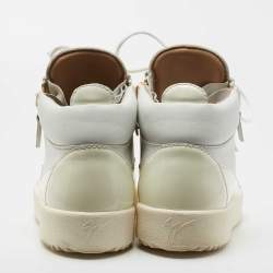 Pre Owned Giuseppe Zanotti White Leather and Patent High Top Sneakers Size 40.5