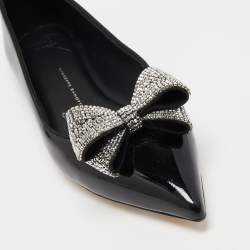 Pre Owned Giuseppe Zanotti Black Patent Leather Ballet Flats Size 38