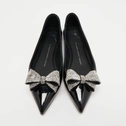 Pre Owned Giuseppe Zanotti Black Patent Leather Ballet Flats Size 38