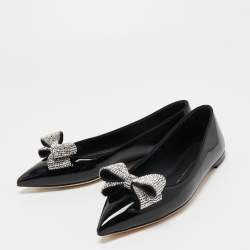 Pre Owned Giuseppe Zanotti Black Patent Leather Ballet Flats Size 38