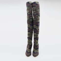 مملوكة مسبقًا Giuseppe Zanotti Multicolor Camouflage Stretch Fabric Thigh High Boots Size 37