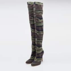 مملوكة مسبقًا Giuseppe Zanotti Multicolor Camouflage Stretch Fabric Thigh High Boots Size 37