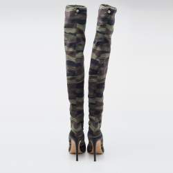 مملوكة مسبقًا Giuseppe Zanotti Multicolor Camouflage Stretch Fabric Thigh High Boots Size 37