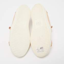 Pre Owned Giuseppe Zanotti Beige Fringed Leather Slip On Sneakers Size 38