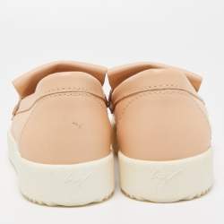 Pre Owned Giuseppe Zanotti Beige Fringed Leather Slip On Sneakers Size 38