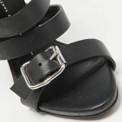 Pre Owned Giuseppe Zanotti Black Leather Gladiator Sandals Size 38.5