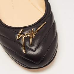 مملوكة مسبقًا Giuseppe Zanotti Black Quilted Leather Ballet Flats Size 37.5