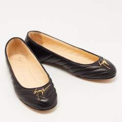 مملوكة مسبقًا Giuseppe Zanotti Black Quilted Leather Ballet Flats Size 37.5
