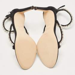مملوكة مسبقًا Giuseppe Zanotti Black Suede Star Crystal Harmony Sandals Size 37