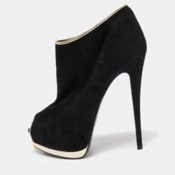 Giuseppe Zanotti Black Suede and Leather Ankle Boots Size 40