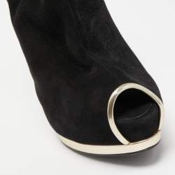 Pre Owned Giuseppe Zanotti Black Suede and Leather Ankle Boots Size 40