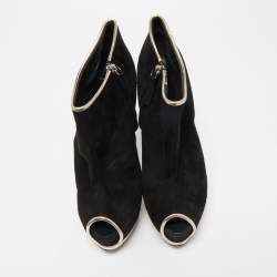 Pre Owned Giuseppe Zanotti Black Suede and Leather Ankle Boots Size 40