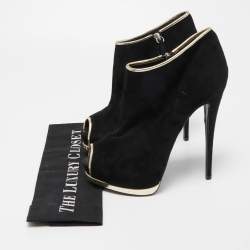 Pre Owned Giuseppe Zanotti Black Suede and Leather Ankle Boots Size 40