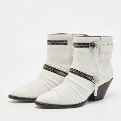 Giuseppe Zanotti White Leather Olinda Ankle Boots Size 39